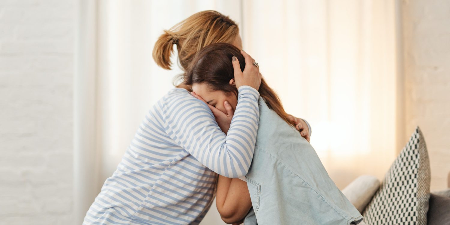 Two people embracing